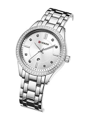 Curren Analog Watch for Women with Alloy Band, Water Resistant, 9010, Silver