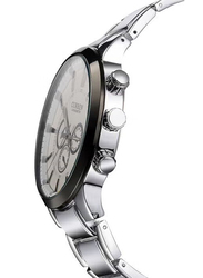 Curren Analog Watch for Men with Stainless Steel Band, J0286W-KM, Silver-White