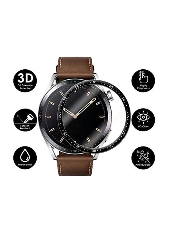 Tempered Glass Screen Protector for Huawei Watch GT3 Pro 43mm, Black/Clear