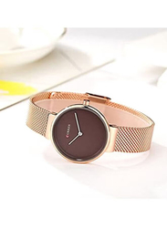 Curren Analog Watch for Women with Stainless Steel Band, Water Resistant, 9016, Rose Gold-Brown