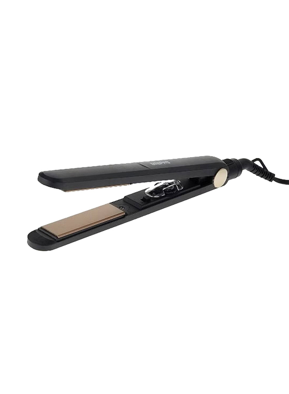 Geepas Easy Pro-Slim Ceramic Hair Straightener with LED Indicator, 360° Swivel Cord & Lockable Handle, Black