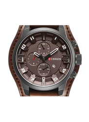 Curren Analog Watch for Men with Leather Band, Chronograph, NNSB03700286, Brown