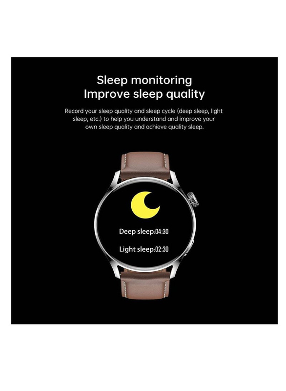 Full Touch Screen Round Smartwatch With Heart Rate Monitor, Brown