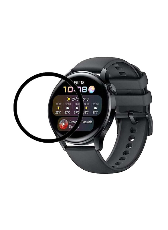 

Generic 3D Full Coverage HD Premium Real Screen Protector for Huawei Watch 3 Pro, Clear/Black
