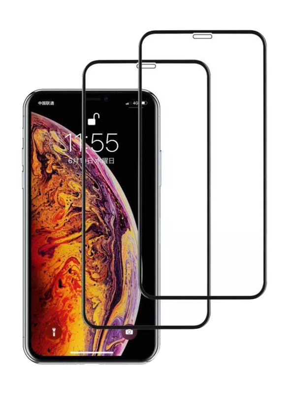 2-Piece Apple iPhone X 5D Glass Screen Protector, Clear/Black