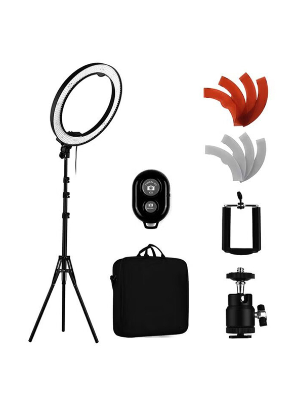 Andoer Universal Mobile Phone LED Photography Ring Fill Light Kit, Black/Clear