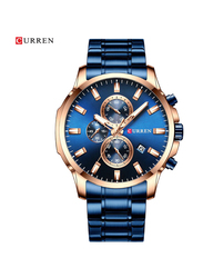 Curren Stylish Analog Wrist Watch for Men with Stainless Steel Band and Chronograph, Blue