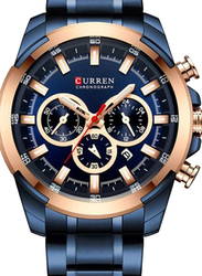 Curren Analog Watch for Men with Alloy Band, Water Resistant and Chronograph, 8361, Blue