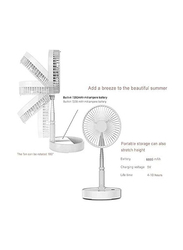 USB Rechargeable Battery Portable Height Adjustable Folding Mini Desk Fan and Standing Fan, White