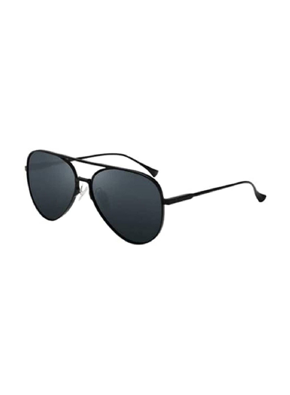 Full-Rim Aviator Black Sunglasses Unisex, Grey Lens