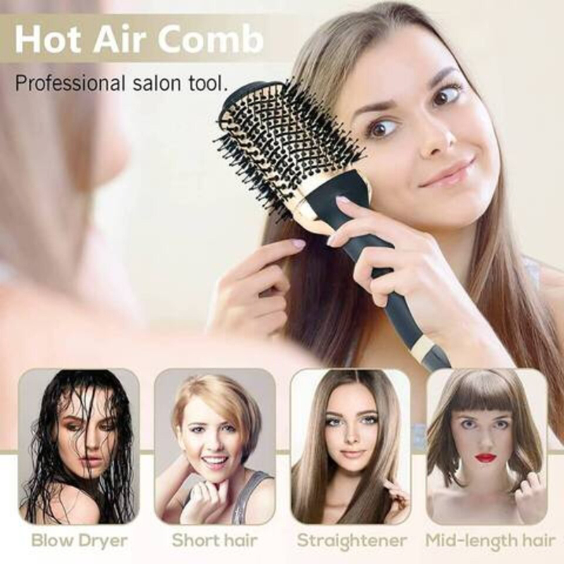 Enzo Professional 3-in-1 Upgrade Anti-Scald Negative Ionic Technology Hair Straightener Hair Dryer & Volumizer Brush, Multicolour