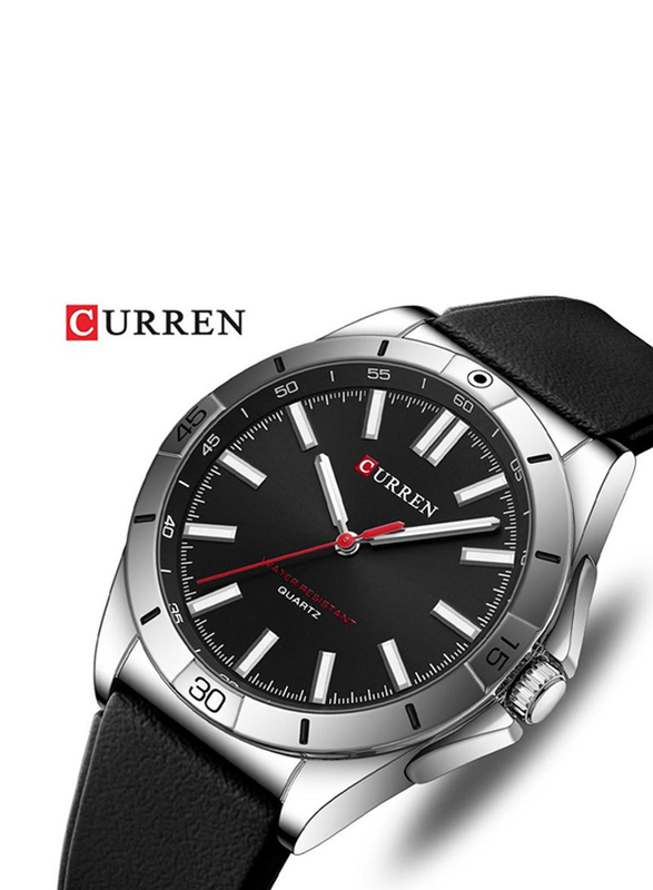 Curren 2023 Analog Watch for Men with Silicone Band, Water Resistant, Black