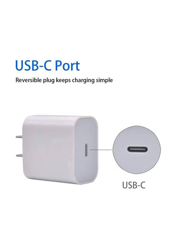Magsafe USB Type-C Power Adapter for Apple iPhone 12/12 Mini/12 Pro/12 Pro Max/11 Pro Max/11 Pro/XS Max, 18W, White