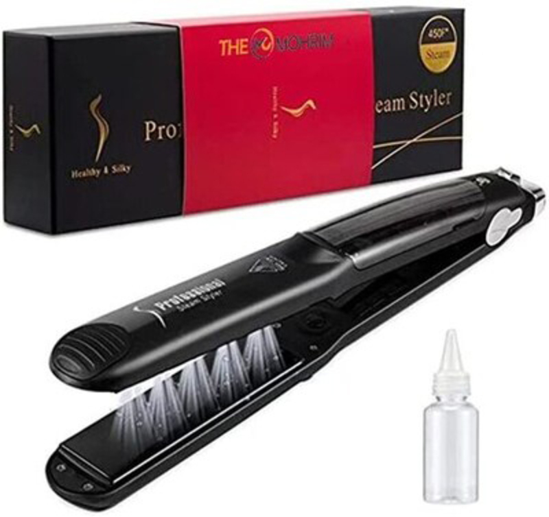 The Mohrim 3-In-1 Professional Steam Hair Straightener Flat Iron, Black