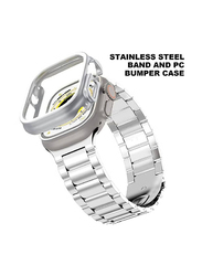 Ics Replacement Stainless Steel Band With Case Cover for Apple Watch Ultra 49mm, Silver