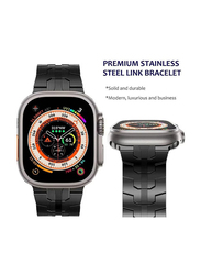 Ics Replacement Stainless Steel Metal Strap for Apple Watch Ultra 49mm, Black
