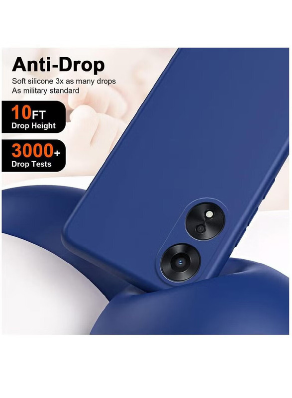 OPPO A78 5G/A58 5G/A58X Protective Shockproof Soft Liquid Silicone Gel Rubber Microfiber Lining Mobile Phone Case Cover, Blue