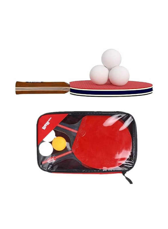 Long Haddle Table Tennis Rackets Paddle with 3 Balls and Net, Multicolour