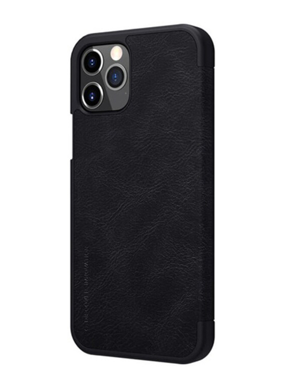 Nillkin Apple iPhone 12 Pro Max Qin Leather Series Durable Slim PU Leather Flip Wallet Mobile Phone Case Cover with Card Holder, Black