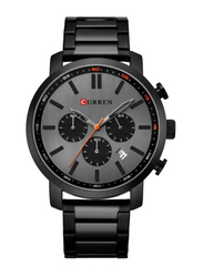 Curren Analog Wrist Watch for Men with Stainless Steel Band, Water Resistant and Chronograph, WT-CU-8315-B, Black-Black