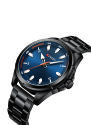 Curren Analog Watch for Men with Alloy Band, J3659BBL-KM, Blue-Black