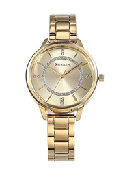 Curren Analog Watch for Women with Stainless Steel Band, 2338148, Gold