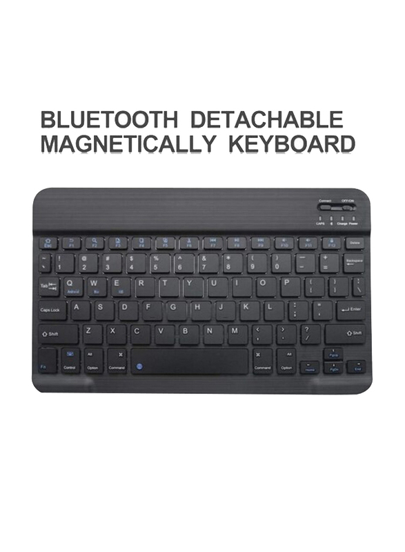 Ntech Magnetically Detachable Wireless English Keyboard with Pencil Holder, Lightweight Smart Cover for iPad Air 4 10.9" 2020, Black