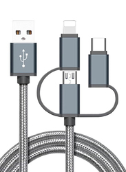 Multi-interface Data Sync Charging Cable, USB Type A to Multiple Type for Smartphones/Tablets, Grey