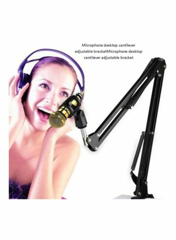 Metal Adjustable Studio Microphone Stand Suspension Boom Table Bracket, Black