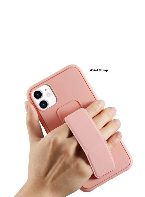 Apple iPhone 11 Mobile Phone Back Case Cover with Hand Grip Foldable Magnetic Kickstand, Pink