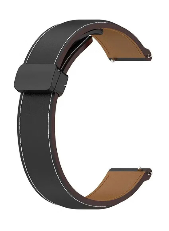 Perfii Genuine Cow Leather Watch Strap 22mm Folding Buckle Wristband for Fossil Gen 5 Carlyle/Gen 5 Julianna/Gen 5 Garrett/Gen 5 Carlyle HR, Black