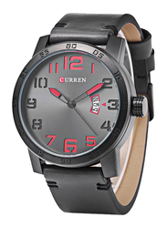Curren Analog Watch for Men with Leather Band, Water Resistant, 8254, Black