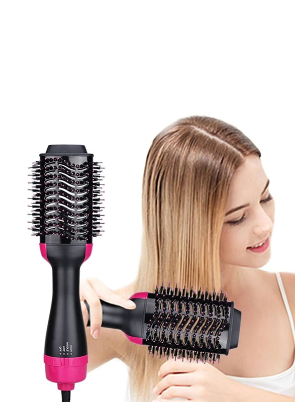 3 in 1 Hair Dryer And Styling Brush, Black/Pink