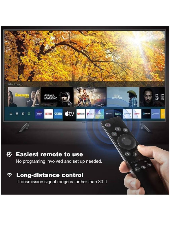 Ics Universal Remote Control for Samsung Smart-TV HDTV 4K UHD Curved QLED and More TVs with Netflix Prime-Video Buttons, Black