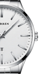 Curren Analog Watch for Men with Stainless Steel Band, Water Resistant, 8364, Silver-White