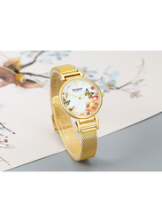 Curren Analog Watch for Women with Stainless Steel Band, Water Resistant, 9053, Gold-Multicolour