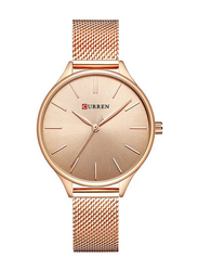 Curren Analog Watch for Women with Stainless Steel Band, Water Resistance, WT-CU-9024-RGO, Rose Gold