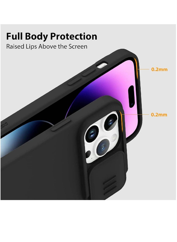 Nillkin Apple iPhone 14 Pro 6.1-inch CamShield Magnetic Liquid Silicone Shockproof Anti-Scratch Slide Camera Protection Mobile Phone Case Cover, Black