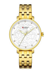 Curren Analog Watch for Women with Stainless Steel Band, 4341, Gold-White