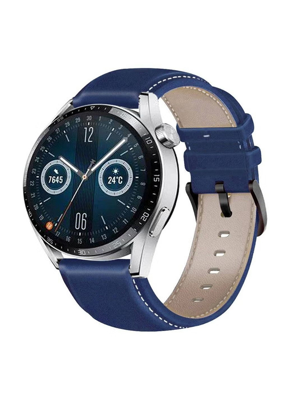 

Generic Replacement Genuine Leather Strap for Huawei Watch GT3, Blue