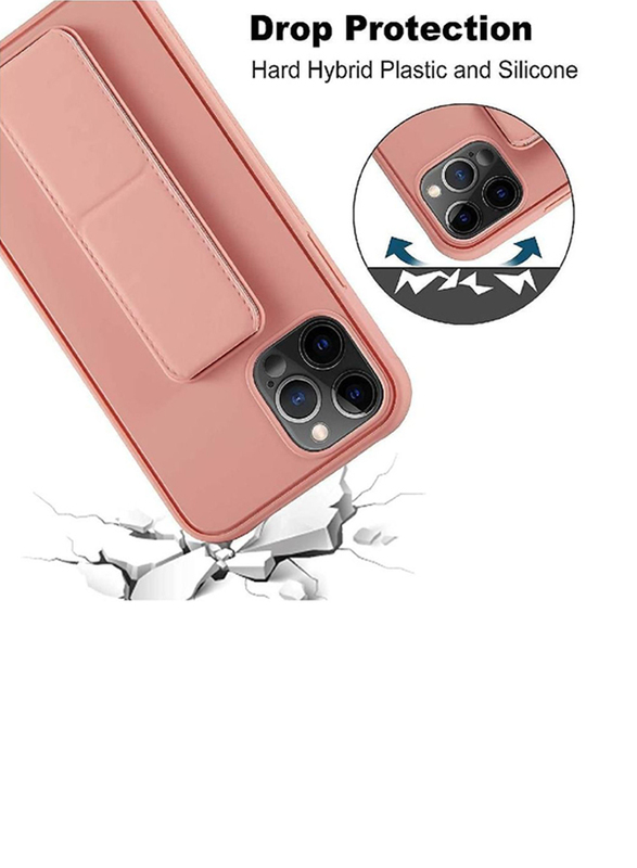 Apple iPhone 12 Pro Max Protective Magnetic Stand & Holder Premium Silicone Mobile Phone Case Cover, Pink