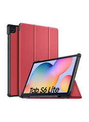 QuickTech Samsung Galaxy Tab S6 Lite 10.4-inch Slim PU Tablet Flip Cover Case, Red