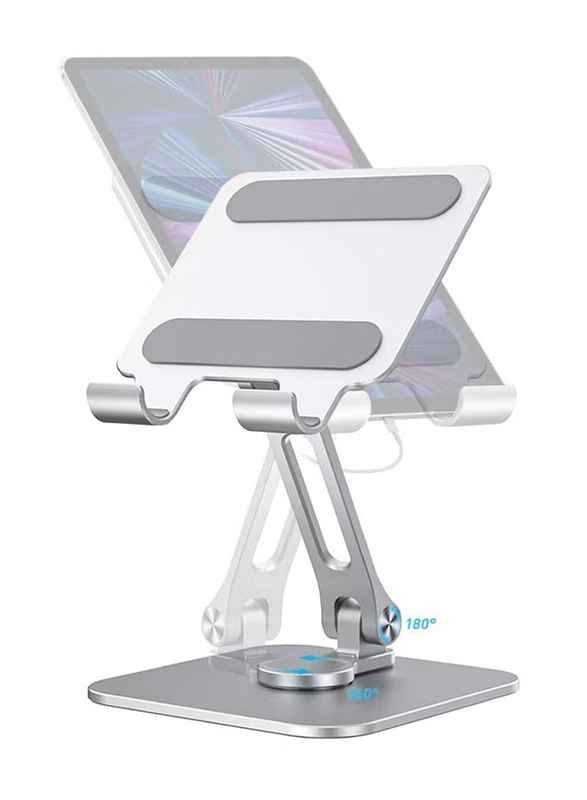 Gennext 360° Adjustable Stand Stable Foldable Desktop iPad Holder, Silver