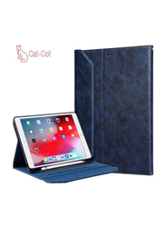 10.9-inch Apple iPad (10th Generation) (2022) Protective Premium PU Leather Stand Folio Tablet Case Cover with Strap & Pen Holder, Blue