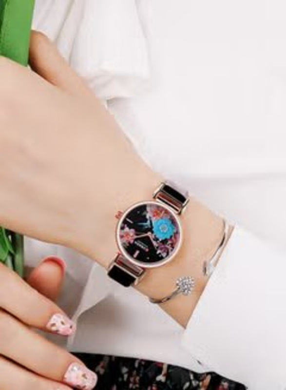 Curren Analog Watch for Women with Leather Band, Water Resistant, J3952L-B-KM, Black