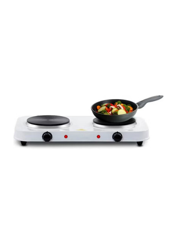 Arabest Electric Double Hot Plate with Auto-Thermostat, White