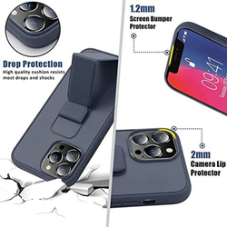 Apple iPhone 13 Pro Max Magnet Holder Hand Grip Car Mount Anti Scratch Shockproof Mobile Phone Case Cover, Navy Blue