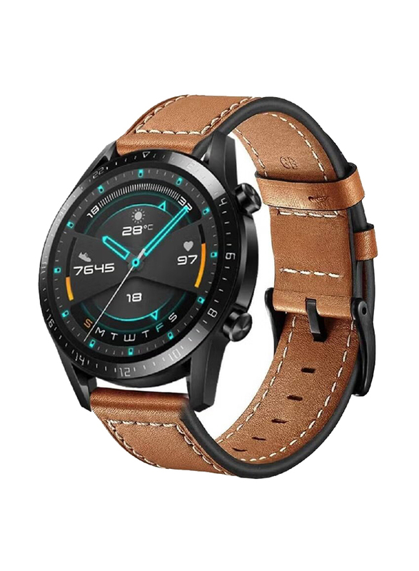 Genuine Leather Replacement Band for Huawei Watch GT2 Pro/GT2e/GT2 46mm/GT Active/ Huawei Watch GT, Brown