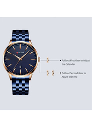 Curren Analog Watch Unisex with Alloy Band, J4265BL, Blue