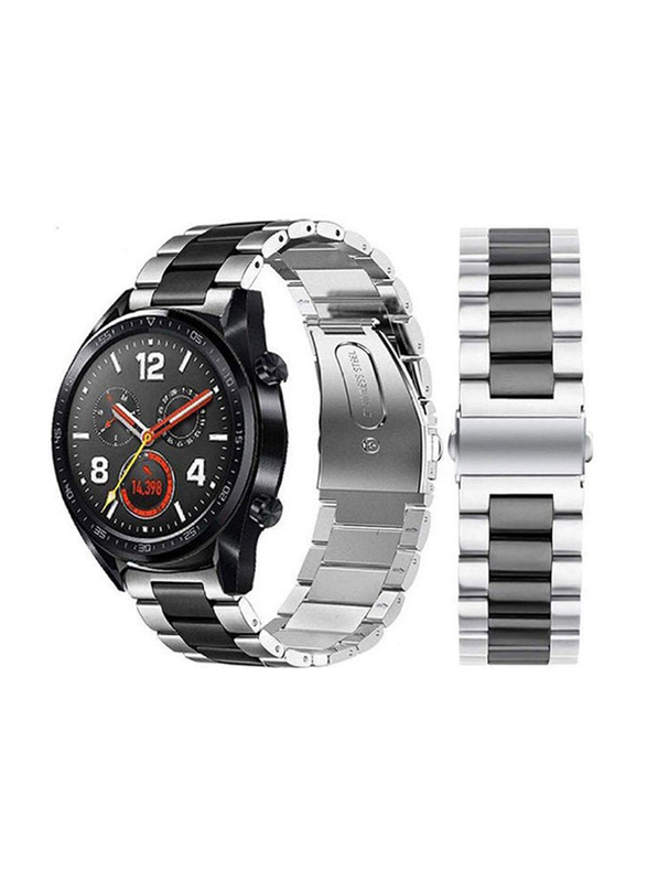 Metal Strap Band for Huawei Smart Watch GT2/GT/GT2 Pro/GT 2e/Honor Magic 2, Black/Silver